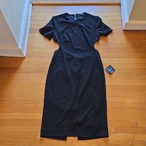 NWT, Lulus, Black Short Sleeve Cutout Midi Dress, Women's XL